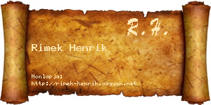 Rimek Henrik névjegykártya